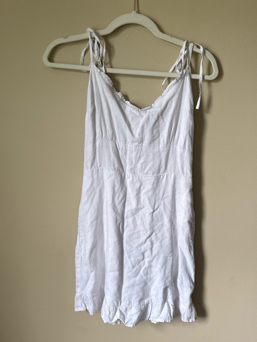 White Tie-Strap Linen Sundress